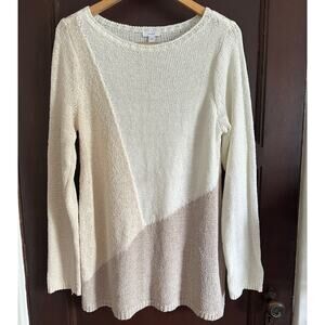 J.JILL | Purejill Lightweight Neutral Colorblock Cotton Blend Sweater  Sz Medium